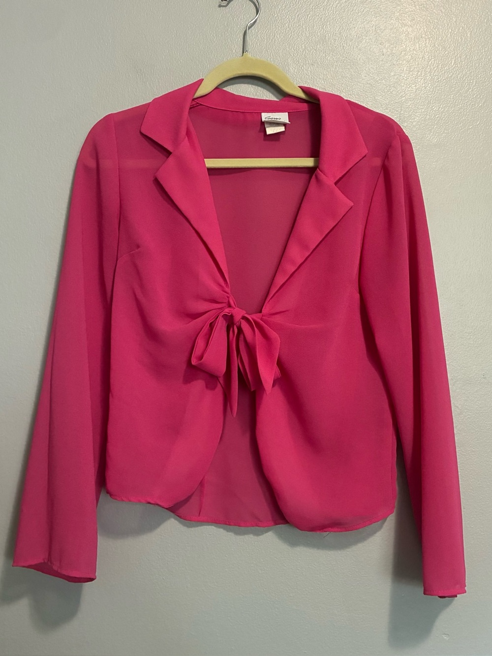 Vintage Giorgio Fiorlini Hot Pink Tie Front Blouse Top Size Small